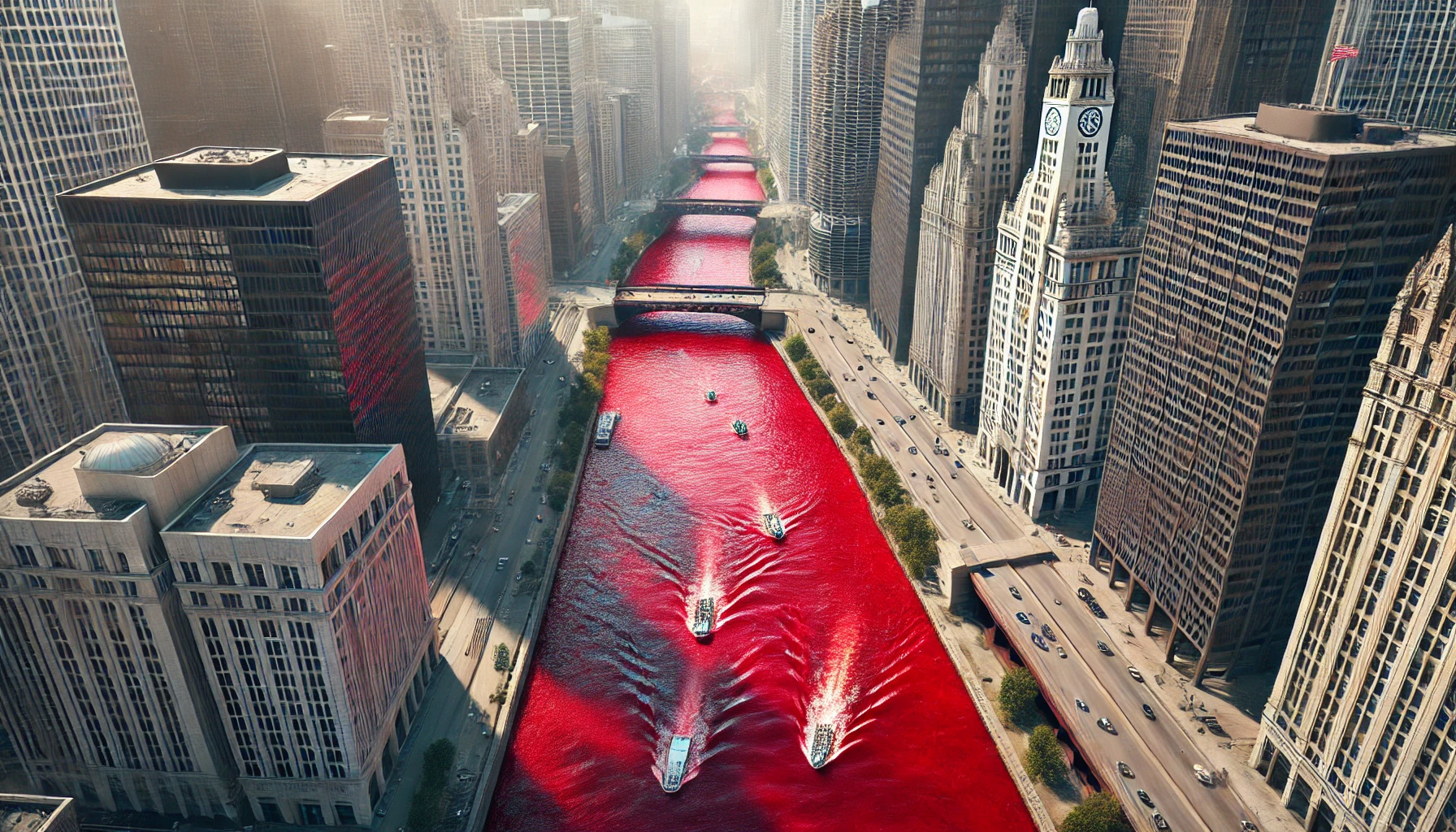 Many are outraged as DNC unveils the Chicago River dyed red to celebrate abortion