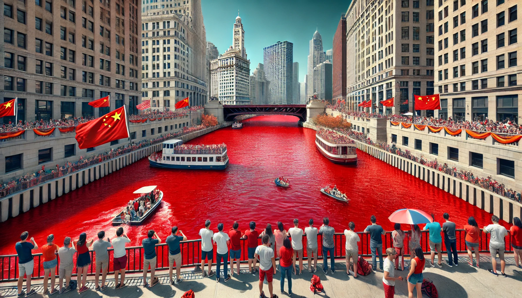 Many are outraged as DNC unveils the Chicago River dyed red to celebrate abortion