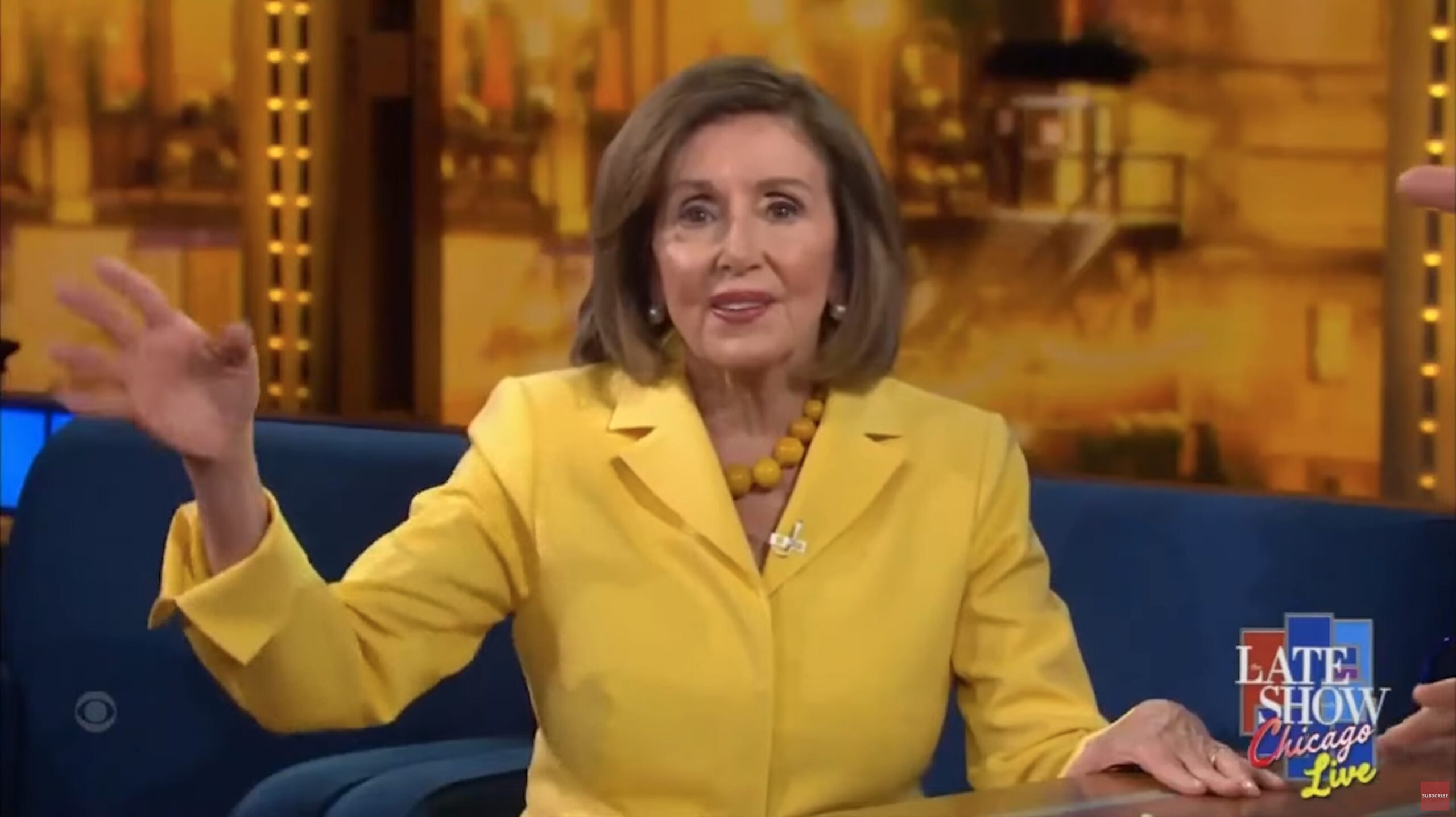 Shouting anti-Israel protesters crash Nancy Pelosi's 'Late Show' interview with Stephen Colbert outside DNC in outrageous display