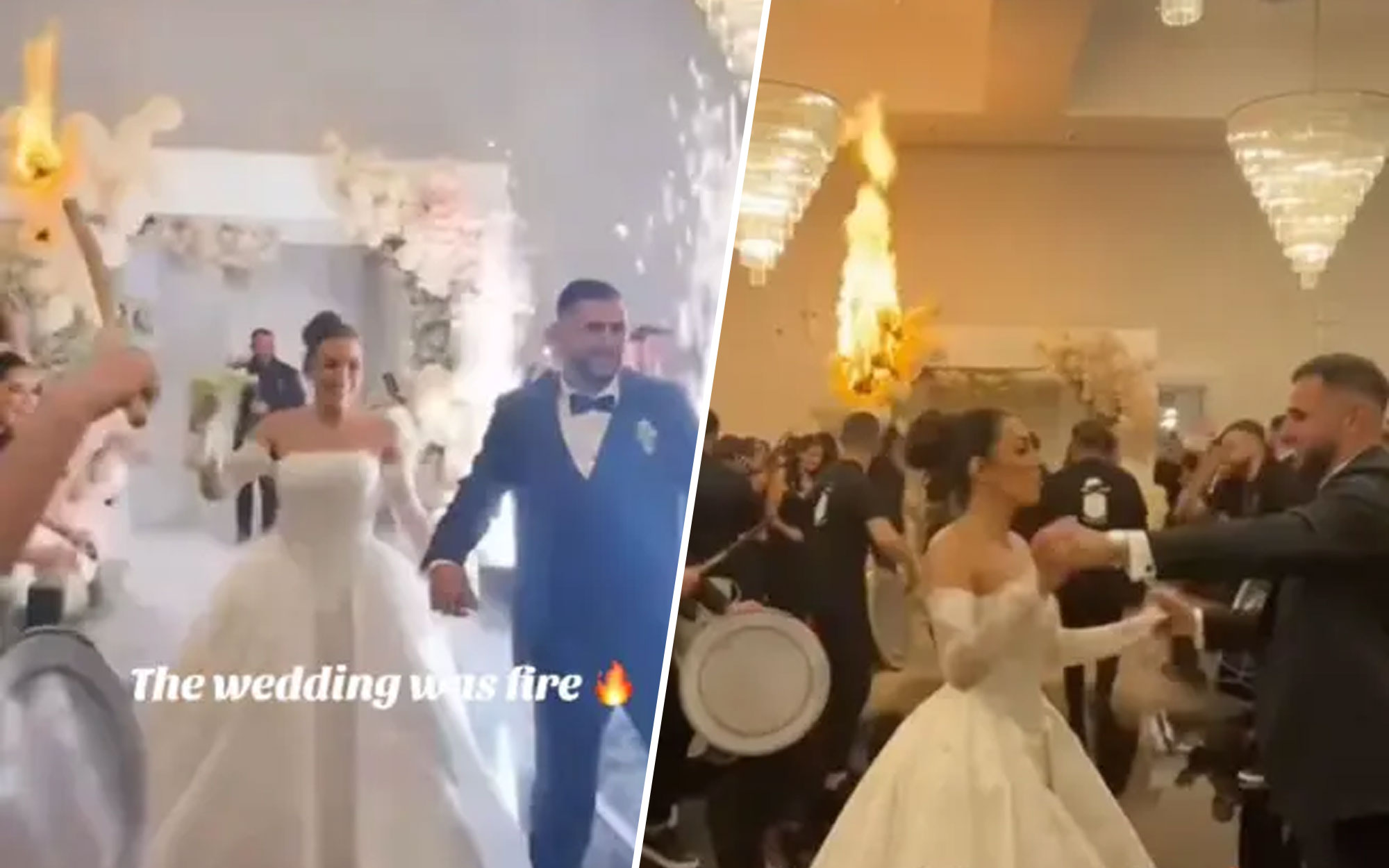 Chaos Erupts as Couple’s Wedding Entrance is Completely ‘Ruined’ When Venue Catches Fire [WATCH]
