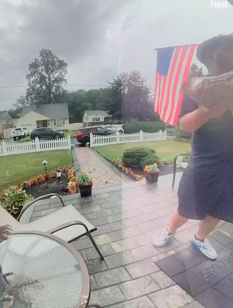 Wild Video Shows New Jersey Deliveryman Nearly Struck by Lightning While Dropping Off Food [WATCH]
